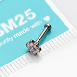 Detail View 3 of Implant Grade Titanium OneFit Threadless Brilliant Fire Opal Flower Top Flat Back Stud Labret-Purple Opal
