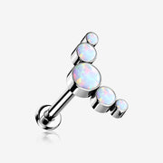 Implant Grade Titanium OneFit Threadless Journey Fire Opal Curve Top Flat Back Stud Labret