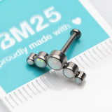 Detail View 3 of Implant Grade Titanium OneFit Threadless Journey Fire Opal Curve Top Flat Back Stud Labret-White Opal