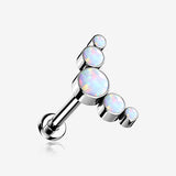 Implant Grade Titanium OneFit Threadless Journey Fire Opal Curve Top Flat Back Stud Labret