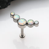 Detail View 1 of Implant Grade Titanium OneFit Threadless Journey Fire Opal Curve Top Flat Back Stud Labret-White Opal
