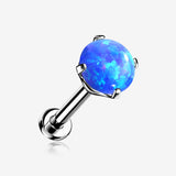 Implant Grade Titanium OneFit Threadless Fire Opal Prong Set Top Flat Back Stud Labret