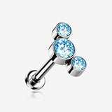 Implant Grade Titanium OneFit Threadless Journey Sparkle Trio Top Flat Back Stud Labret