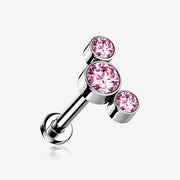 Implant Grade Titanium OneFit Threadless Journey Sparkle Trio Top Flat Back Stud Labret