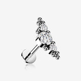Implant Grade Titanium OneFit Threadless Sparkle Arc Bali Beads Flat Back Stud Labret