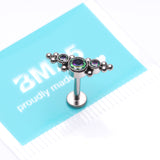 Detail View 3 of Implant Grade Titanium OneFit Threadless Sparkle Arc Bali Beads Flat Back Stud Labret-Vitrail Medium