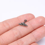 Detail View 2 of Implant Grade Titanium OneFit Threadless Sparkle Arc Bali Beads Flat Back Stud Labret-Vitrail Medium