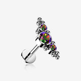 Implant Grade Titanium OneFit Threadless Sparkle Arc Bali Beads Flat Back Stud Labret
