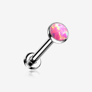 Implant Grade Titanium OneFit Threadless Fire Opal Bezel Set Top Flat Back Stud Labret