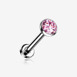 Implant Grade Titanium OneFit Threadless Gem Bezel Set Top Flat Back Stud Labret
