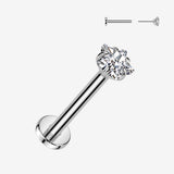 Implant Grade Titanium OneFit Threadless Star Gem Sparkle Top Flat Back Labret-Clear Gem