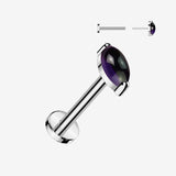 Implant Grade Titanium OneFit Threadless Marquise Amethyst Stone Top Flat Back Labret