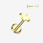 Implant Grade Titanium OneFit Threadless Golden Butterfly Icon Top Flat Back Labret