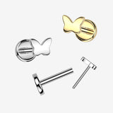 Detail View 1 of Implant Grade Titanium OneFit Threadless Golden Butterfly Icon Top Flat Back Labret