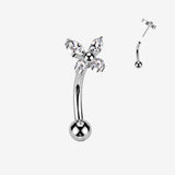Implant Grade Titanium OneFit Threadless Butterfly Sparkle Top Curved Barbell