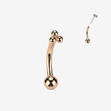 Implant Grade Titanium OneFit Threadless Rose Gold Bali Beads Trinity Top Curved Barbell
