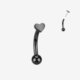 Implant Grade Titanium OneFit Threadless Blackline Dainty Heart Top Curved Barbell