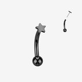 Implant Grade Titanium OneFit Threadless Blackline Dainty Star Top Curved Barbell