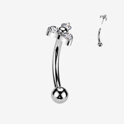 Implant Grade Titanium OneFit Threadless Trinity Sparkle Top Curved Barbell