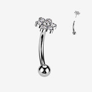 Implant Grade Titanium OneFit Threadless Brilliant Flower Sparkle Top Curved Barbell