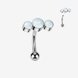 Implant Grade Titanium OneFit Threadless Bubble Trio Fire Opal Top Curved Barbell