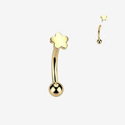 Implant Grade Titanium OneFit Threadless Golden Flower Icon Top Curved Barbell