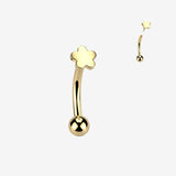 Implant Grade Titanium OneFit Threadless Golden Flower Icon Top Curved Barbell