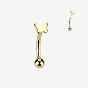 Implant Grade Titanium OneFit Threadless Golden Butterfly Icon Top Curved Barbell