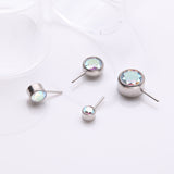 Detail View 1 of Implant Grade Titanium OneFit Threadless Bezel Set Sparkle Front Facing Part-Aurora Borealis
