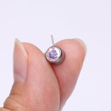 Detail View 2 of Implant Grade Titanium OneFit Threadless Bezel Set Sparkle Front Facing Part-Aurora Borealis