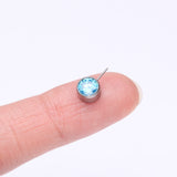 Detail View 2 of Implant Grade Titanium OneFit Threadless Bezel Set Sparkle Front Facing Part-Aqua