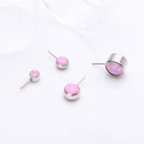 Detail View 1 of Implant Grade Titanium OneFit Threadless Bezel Set Fire Opal Front Facing Part-Pink Opal