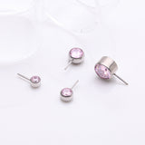 Detail View 1 of Implant Grade Titanium OneFit Threadless Bezel Set Sparkle Front Facing Part-Pink