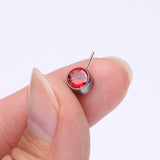 Detail View 2 of Implant Grade Titanium OneFit Threadless Bezel Set Sparkle Front Facing Part-Red