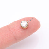Detail View 2 of Implant Grade Titanium Golden OneFit Threadless Bezel Set Sparkle Front Facing Part-Clear Gem