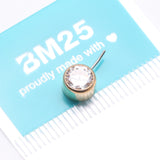 Detail View 3 of Implant Grade Titanium Golden OneFit Threadless Bezel Set Sparkle Front Facing Part-Clear Gem