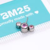 Detail View 3 of Implant Grade Titanium OneFit Threadless Triple Bubble Sparkle Front Facing Top Part-Aurora Borealis