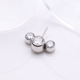Detail View 1 of Implant Grade Titanium OneFit Threadless Triple Bubble Sparkle Front Facing Top Part-Clear Gem