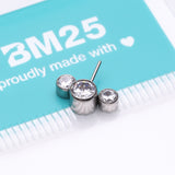 Detail View 3 of Implant Grade Titanium OneFit Threadless Triple Bubble Sparkle Front Facing Top Part-Clear Gem