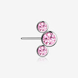 Implant Grade Titanium OneFit Threadless Triple Bubble Sparkle Front Facing Top Part-Pink