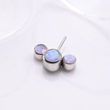 Detail View 1 of Implant Grade Titanium OneFit Threadless Triple Bubble Fire Opal Front Facing Top Part-Purple Opal