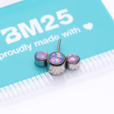 Detail View 3 of Implant Grade Titanium OneFit Threadless Triple Bubble Fire Opal Front Facing Top Part-Purple Opal