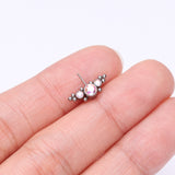 Detail View 2 of Implant Grade Titanium OneFit Threadless Sparkle Arc Bali Beads Front Facing Part-Aurora Borealis