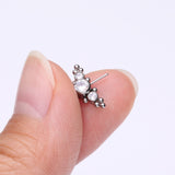 Detail View 2 of Implant Grade Titanium OneFit Threadless Sparkle Arc Bali Beads Front Facing Part-Clear Gem