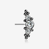 Implant Grade Titanium OneFit Threadless Sparkle Arc Bali Beads Front Facing Part-Clear Gem