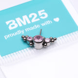 Detail View 3 of Implant Grade Titanium OneFit Threadless Sparkle Arc Bali Beads Front Facing Part-Pink