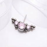 Detail View 1 of Implant Grade Titanium OneFit Threadless Sparkle Arc Bali Beads Front Facing Part-Pink