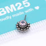 Detail View 3 of Implant Grade Titanium OneFit Threadless Bali Beaded Floral Sparkle Front Facing Part-Aurora Borealis