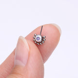 Detail View 2 of Implant Grade Titanium OneFit Threadless Bali Beaded Floral Sparkle Front Facing Part-Aurora Borealis