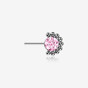 Implant Grade Titanium OneFit Threadless Bali Beaded Floral Sparkle Front Facing Part